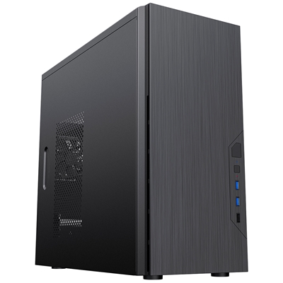 CiT Course Case, Home & Business, Black, Micro Tower, 2 x USB 3.0 / 1 x USB 2.0, Brushed Aluminium Finish for a Refined and Tidy Look, Micro ATX, Mini-ITX