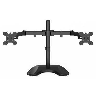 GameMax Dual Monitor Arm Stand LCD Desk Mount Freestanding For Two 13 Inch To 27 Inch Monitors, VESA Dimensions Of 75×75 mm or 100×100 mm, 180 Degrees Swivel, Black