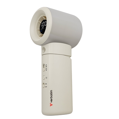 Verbatim Cool ‘n’ Go Aqua Breeze Handheld Fan, Portable Cooling with Refreshing Mist Spray – White/Silver