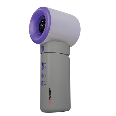 Verbatim Cool ‘n’ Go Aqua Breeze Handheld Fan, Portable Cooling with Refreshing Mist Spray – Grey/Purple
