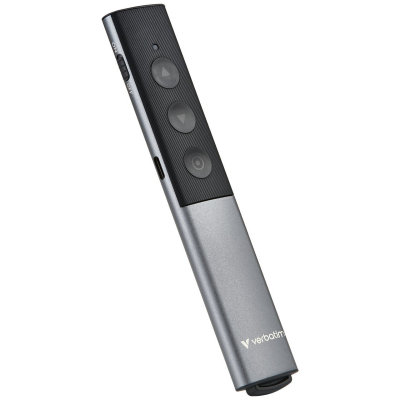 Verbatim Agenda Wireless Presenter With Red Laser Pointer, Up To 100m Wireless Range, Dual USB-A and USB-C Receiver For Universal Compatibility, Plug And Play, Grey / Black