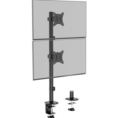 VonHaus Vertical Double Monitor Stand for 13-32″ Screens, Twin Monitor Mount with Clamp, Height Adjustable, Easy Assemble Stand with Full Tilt, Rotation & Swivel Arms, VESA 75×75 & 100x100mm