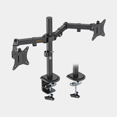 VonHaus Dual Monitor Stand for 13-32 Inch Screens, Twin Monitor Mount with Desk Clamp, Height Adjustable, Easy Assemble Stand with Full Tilt, Rotation & Swivel Arms, VESA 75×75 & 100x100mm