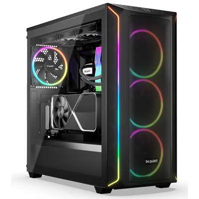be quiet! Shadow Base 800 FX Mid Tower Gaming Case, 1 x USB Type-C / 1 x USB 3.2, Tinted and Tempered Glass Side Window Panel, Air-permeable Front and Top Cover, 4 x Pre-Installed ARGB LED Fans, E-ATX / ATX / M-ATX / Mini-ITX Compatible