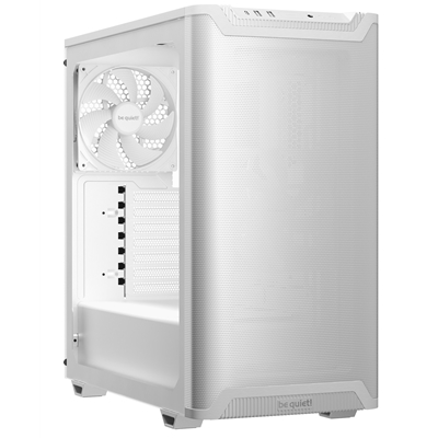 be quiet! BGW75 Pure Base 501 Airflow Window White Mid Tower Gaming Case, 1 x USB Type-C / 2 x USB 3.0, Sleek Front Panel and Airflow Cover, Water Cooling Ready,  2 x Pre-Installed Pure Wings 3 140mm Fans, ATX / M-ATX / Mini-ITX Compatible