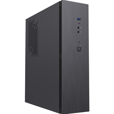 CiT S8i SFF Micro-ATX PC Case – 8.3L Compact Desktop Chassis, Brushed Front, 1 x 80mm Fan, 2 x USB 3.0, TFX PSU Support, Black