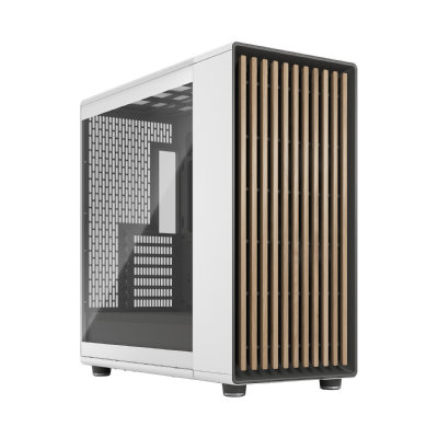 Fractal Design North XL Chalk White E-ATX Full Tower PC Case, Clear Tempered Glass, FSC-Certified Oak Front, 3 x 140mm Aspect PWM Fans, USB-C 20Gbps, 420mm Radiator Support, 413mm GPU Clearance