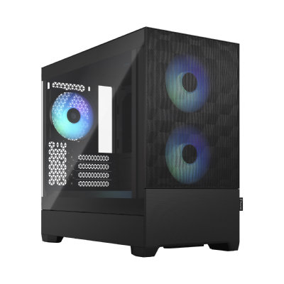Fractal Design Pop Mini Air RGB Black Micro-ATX Mini Tower PC Case, Clear Tempered Glass, High-Airflow Mesh Front, 3 x 120mm Aspect RGB Fans, 240mm Radiator Support, 365mm GPU Clearance