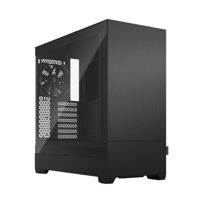 Fractal Design Pop Silent Black ATX Mid Tower PC Case, Clear Tempered Glass, Sound-Dampened Design, 3 x 120mm Aspect Fans, 280mm Radiator Support, 380mm GPU Clearance, Dual 5.25in Bays