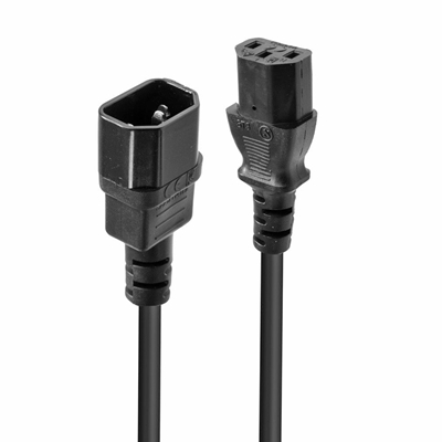 Lindy 30331 2m IEC C14 (Kettle) To IEC C13 (Kettle) Mains Extension Cable – Black, Perfect for use in Offices, Control Rooms, Digital Signage and Home Theatre Setups