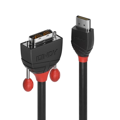 Lindy 36272 2m HDMI (M) To DVI-D (M) Black Line 1920×1200@60Hz Max Resolution  – Black