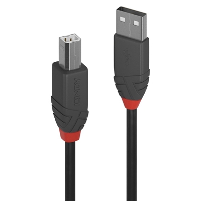 Lindy 36672 1m USB-A (M) 2.0 To USB-B (M) 2.0 Anthra Line 480Mbps Cable – Black