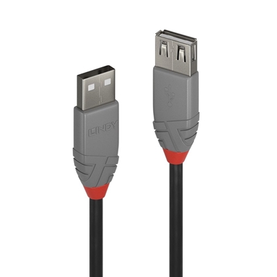 Lindy 36701 0.5m USB-A (M) 2.0 To USB-A (F) 2.0 Anthra Line 480Mbps Extension Cable – Black