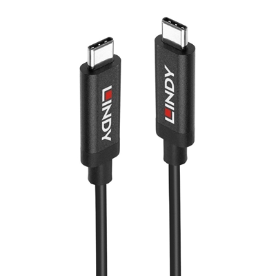 LINDY 43308 5m Active USB 3.2 Gen 2 C/C Cable, Data transfer rates up to 10Gbps, Supports video resolutions up to UHD 8K 7680×4320@60Hz including 4K 4096×2160@120Hz, 2 year warranty