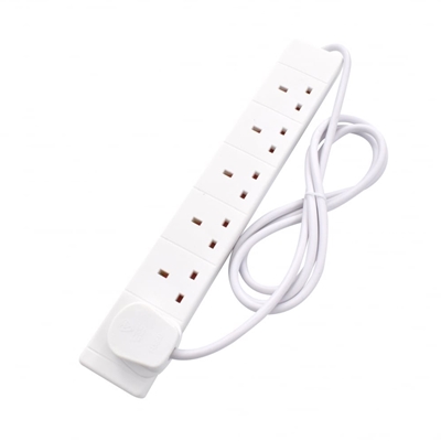 2m 6 Gang UK Mains Extension – White