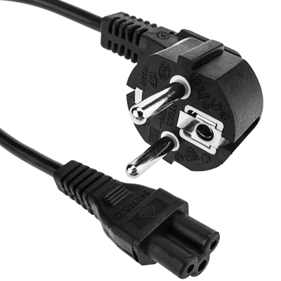 EU 2 Pin Plug To IEC C5 60cm Mains Extension Cable – Black