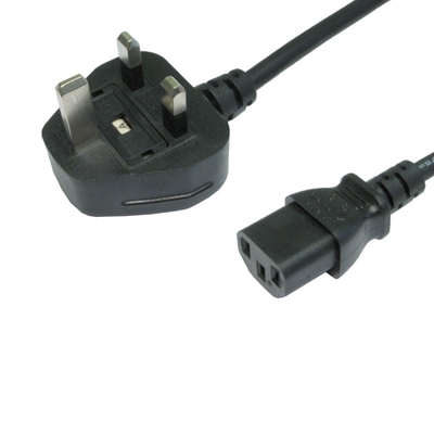 1.8m UK 3 Pin Plug To IEC C13 (Kettle) 5 Amp Fuse Mains Extension Cable – Black