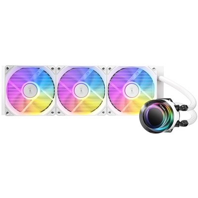 Antec Vortex Lum 360 ARGB White CPU Liquid Cooler – Intel & AMD Compatible, 3 x 120mm ARGB Fans, Suspended Spiral Pump Head, Enhanced Cooling Performance