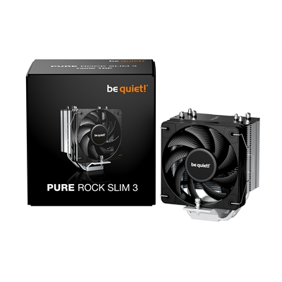 be quiet! Pure Rock Slim 3 Fan CPU Cooler, Universal Socket, High Quality 100mm PWM Black Cooling Fan, 1700RPM, 3 Heat Pipes, 130W TDP, Intel 1851/ 1700 & AMD AM4/ AM5 Compatible
