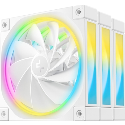 DeepCool FL12 120mm PWM 3 Pack Reverse White Fan – High Performance, Low Noise, Fluid Dynamic Bearing, 36 ARGB LEDs, 500-2150 RPM, 55 CFM Airflow, 4-Pin PWM Control