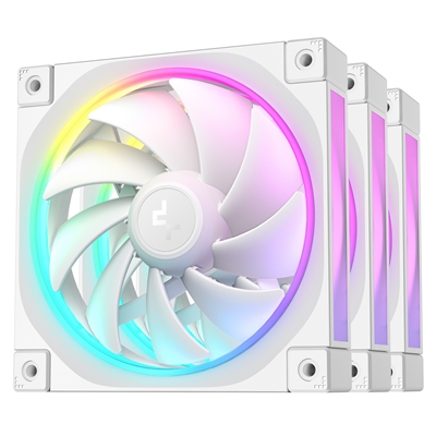 DeepCool FL12 120mm PWM 3 Pack White Fan – High Performance, Low Noise, Fluid Dynamic Bearing, 36 ARGB LEDs, 500-2150 RPM, 55 CFM Airflow, 4-Pin PWM Control