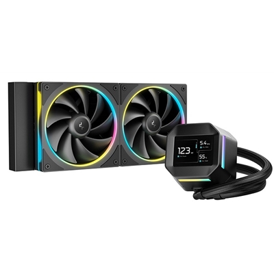 DeepCool LM240 Liquid CPU Cooler with 2.4″ IPS Display, 240mm AIO, Dual 120mm ARGB Fans, Anti-Leak Technology, PWM Pump, Intel LGA 1851/1700 & AMD AM5 Compatible, Black