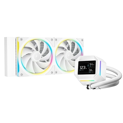 DeepCool LM240 White Liquid CPU Cooler with 2.4″ IPS Display, 240mm AIO, Dual 120mm ARGB Fans, Anti-Leak Technology, PWM Pump, Intel LGA 1851/1700 & AMD AM5 Compatible, White
