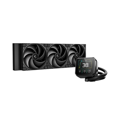 DeepCool Spartacus 360 AIO Liquid CPU Cooler, 360mm Radiator, 3 x 120mm PWM Fans, 3.4″ LCD Display Pump, ARGB Lighting, Intel LGA1851/1700 & AMD AM5/AM4, Black