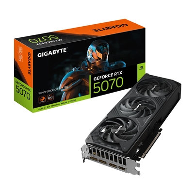 Gigabyte NVIDIA GeForce RTX 5070 WINDFORCE OC SFF 12GB GDDR7 Graphics Card, 6144 CUDA Cores, 2542 MHz Core Clock, Triple Fan, 2x DisplayPorts / 2x HDMI Ports