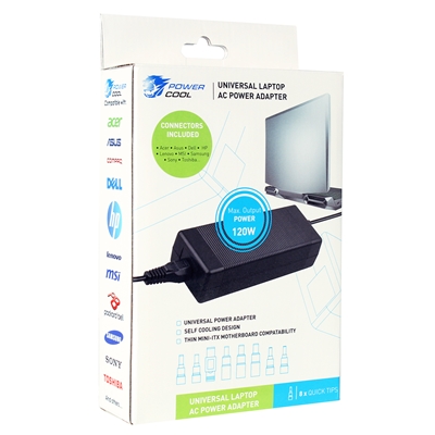 Powercool 120W 19.5V 6.15A Universal Laptop AC Adapter – Charger With 8 TIPS