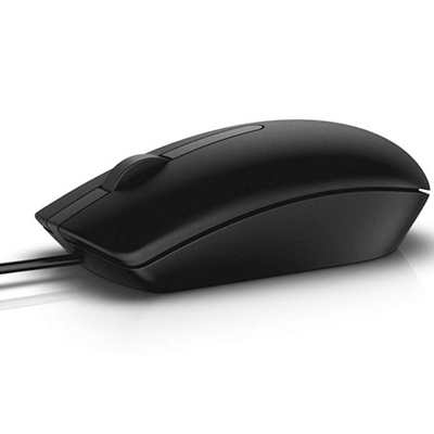 Dell MS116 Wired USB Mouse, 2-Buttons, 1000dpi and Optical Tracking, Ambidextrous Design for PC, Mac and Laptop, Black