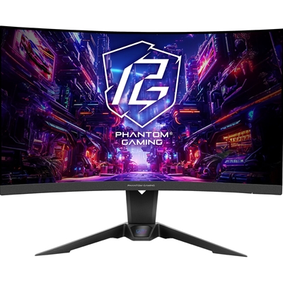 ASRock Phantom Gaming PG27QRT2A 27 Inch QHD (2560 x 1440) Curved (1500R) VA Gaming Monitor, 180Hz 1ms (MPRT) Response Time, 2 x HDMI 2.0, 1 x DisplayPort 1.4, with Speakers, Integrated Wi-Fi Antena (Compatible with Wi-Fi 4/5/6/6E/7)