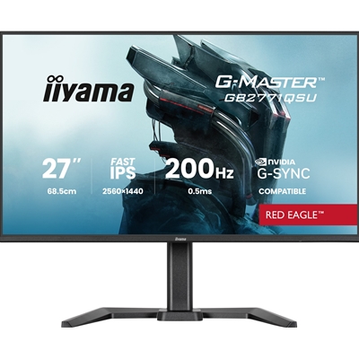 iiyama G-Master Red Eagle gaming monitor GB2771QSU-B1 27″ Black, Height Adjustable, QHD Resolution, Ultra Slim Bezel, IPS, 200Hz, 0.5ms, Nvidia G-Sync, HDMI, Display Port, USB Hub