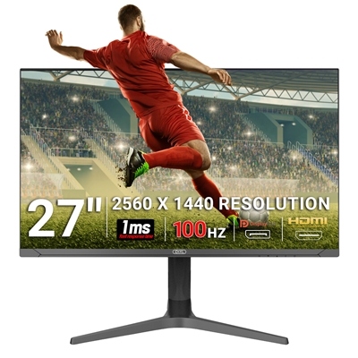 piXL CM27G7 27 Inch 100Hz QHD IPS Gaming Monitor with AMD FreeSync & Nvidia G-Sync, 1ms Response Time, DisplayPort, HDMI, USB-A, VESA Mount, RGB Lighting, VESA Mount & Height Adjust