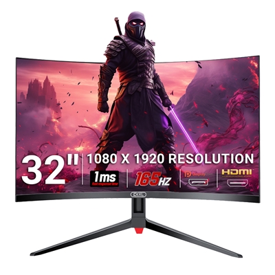 piXL CM32GF5 32 Inch 165Hz HDR Full HD Curved Gaming Monitor with AMD FreeSync & Nvidia G-Sync, 1920 x 1080 Resolution, 1ms Response Time, DisplayPort, HDMI & VESA Mount