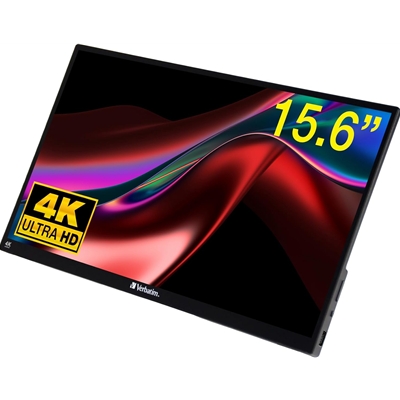 Verbatim Portable 15.6″ Touch Monitor 4K UHD ALU, 3840 x 2160 Resolution, 60HZ, Built-in Kickstand, Tilt: From 0 Up To 85