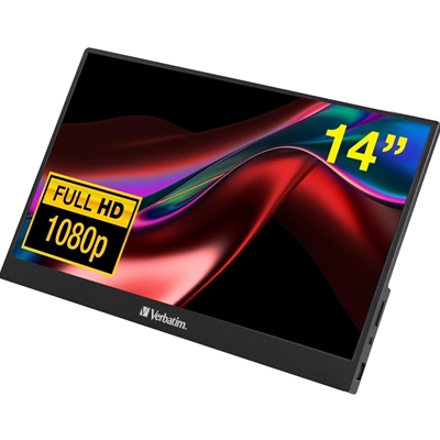 Verbatim Portable 14″ FHD Touchscreen IPS Monitor Aluminium, USB-C, 1920 x 1080 Resolution, 60Hz