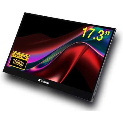Verbatim PMT-17 Portable 17.3″ FHD Touchscreen Monitor ALU, 1920 x 1080 Resolution, 60Hz, Built-in Kickstand, Tilt: From 0 Up To 85