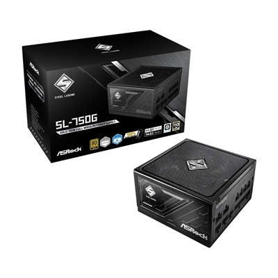 ASRock Steel Legend SL-750G 750W ATX Power Supply Unit, 80 Plus Gold Certified, 120mm Silent Cooling Fan, High Efficiency PSU