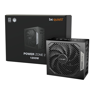 be quiet! Power Zone 2, 1200W, Semi-passive zero-RPM cooling, 2 x 90′ angled 12V-2×6 connectors and PCIe 5.1/ATX 3.1 compatibility, 10-year manufacturer’s warranty.