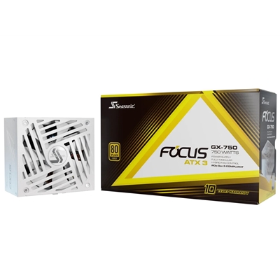 Seasonic FOCUS GX ATX 3.1  (FOCUS-GX-750-V4-WHITE) 750W PSU, 135mm Fan, 80 PLUS Gold, Fully Modular, Individual White Cables with Braided Pattern, 10 Years Warranty – WHITE