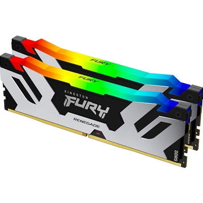 Kingston FURY Renegade KF564C32RSAK2-32 32GB (2x 16GB) U-DIMM System Memory, 6400MHz, DDR5, CL32, Silver, RGB, Intel XMP