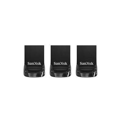 SanDisk Ultra Fit – USB flash drive – 32 GB – USB 3.1 – black (pack of 3)
