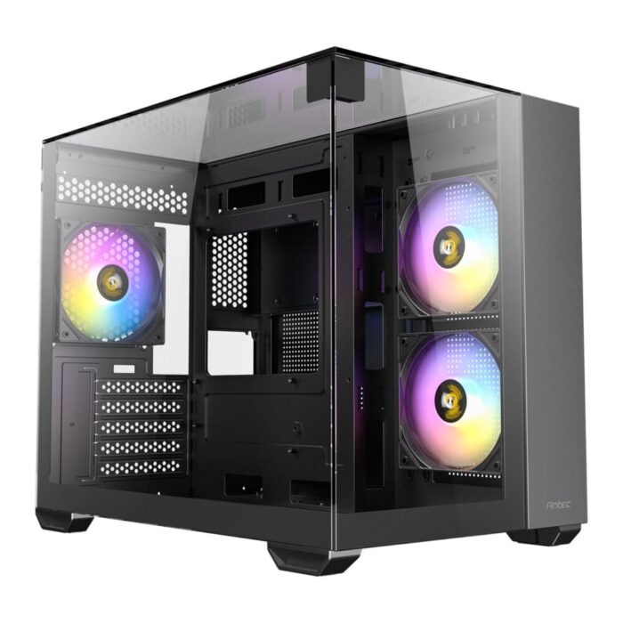 Antec CX600M Trio Mini Tower Gaming Case, Tempered Glass Front, Top & Side Panels, Dual Chamber Design, 3 x Pre-Installed ARGB Fans, USB-C, USB 3.0 & USB 2.0, Micro-ATX/ITX, Black