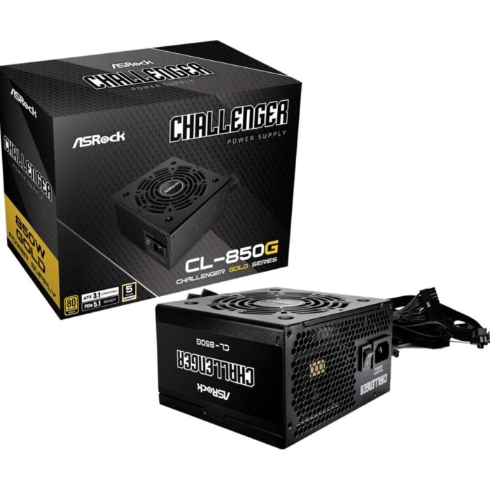 ASRock CL-850G 850W ATX Power Supply Unit, 80 PLUS GOLD Certified, 120mm Golf-Blade Fan, High Efficiency PSU